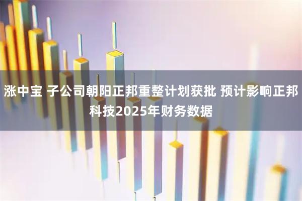 涨中宝 子公司朝阳正邦重整计划获批 预计影响正邦科技2025年财务数据